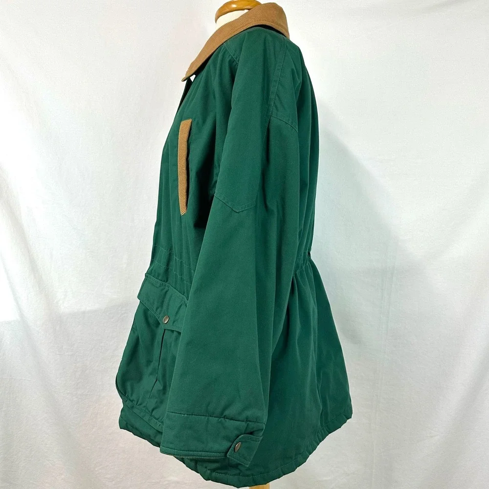 CABIN CREEK Vintage‎ Green Corduroy Collar Barn Jacket Chore Coat Women's M